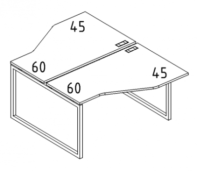 А4 4 188 Рабочая станция со столами эргономичными "Техно" м/к QUATTRO (2х160) 120x184x75