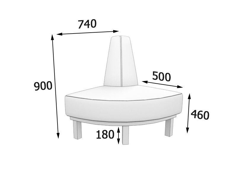 Холл Секция угловая внешняя (740 х 740 х 900) 