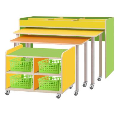 РК621 КОМПЛЕКТ.СТОЛЫ ДЕТСКИЕ НА ПОВОРОТНЫХ КОЛЁСНЫХ ОПОРАХ 