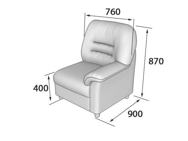 Премьер Кресло с левым подлокотником (800 х 900 х 900)