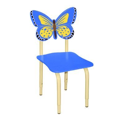 РК122 Стул детский на м/к регулируемый Бабочка синий-жёлтый