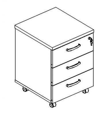 А4 204 Тумба выкатная 3-ящичная с замком 42x45x57
