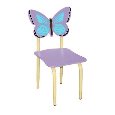 РК122 Стул детский на м/к регулируемый Бабочка ирис-голубой
