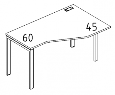 A4 1 054 Стол эргономичный правый "Техно" на м/к UNO (140x90x75)
