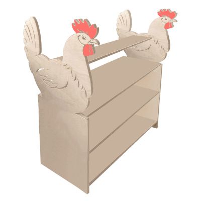 РК Тумба для игрушек и пособий 8 с декором (4 полки) петух 890х600х1200мм