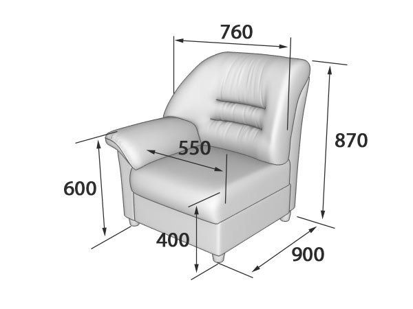 Премьер Кресло с правым подлокотником (800 х 900 х 900)