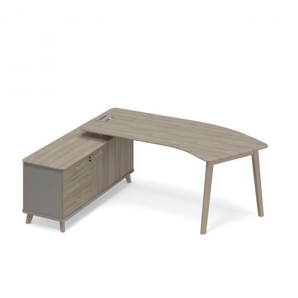 ТМ В2 125 Стол руководителя эргономичный на опорной тумбе левый (тип 5) WOOD 216.4x159.2x75.6 