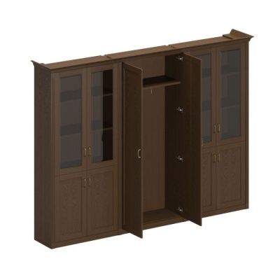 ПС 374 Шкаф комбинированный высокий (1 для одежды+2 для док-тов со стекл. дверями) 299.4x46.4x218.8