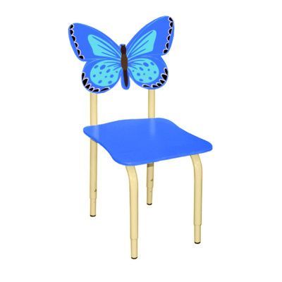 РК122 Стул детский на м/к регулируемый Бабочка синий