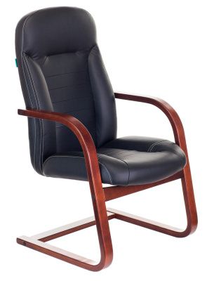 БР T-9923WALNUT-AV Кресло посетителя на полозьях, кожа/дерево