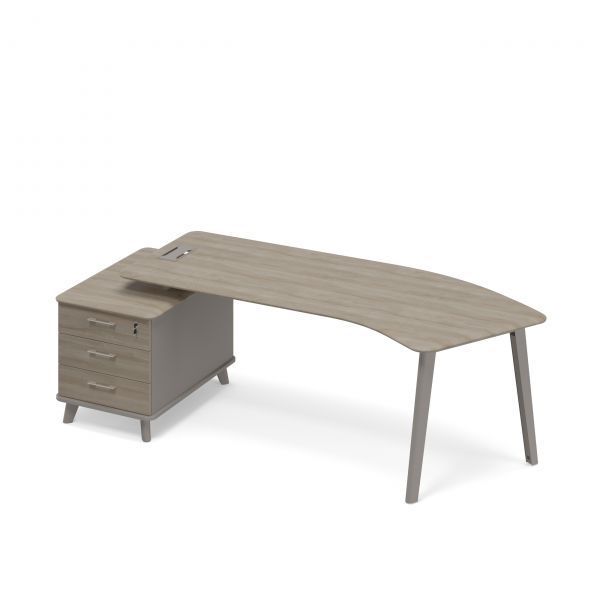 ТМ М1 131 Стол руководителя левый эргономичный на тумбе малой тип 5 245.8x100x75.6