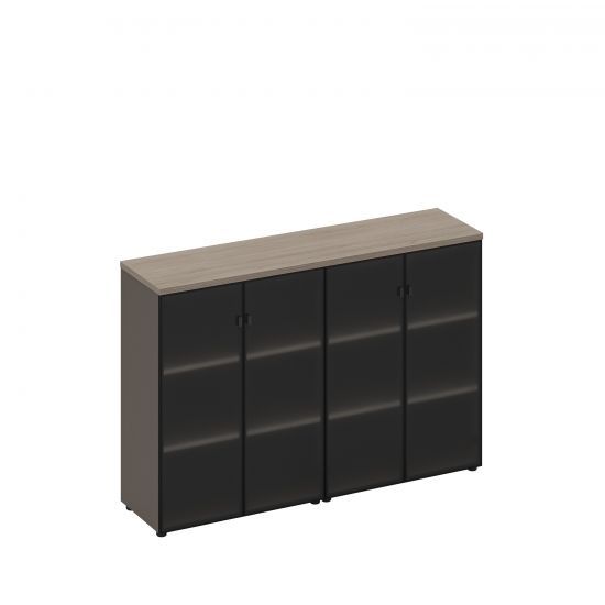 РС 307 Шкаф для документов со стеклянными дверями (стенка из 2 шкафов) (181x46x121)