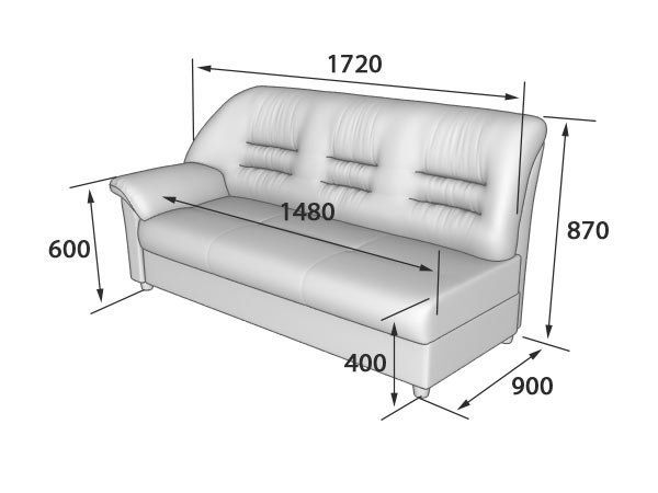 Премьер  Диван 3-х местный с правым подлокотником (1730 х 900 х 900)