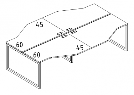 А4 4 187-2 Рабочая станция со столами эргономичными "Техно" м/к QUATTRO (4х140) 280x184x75