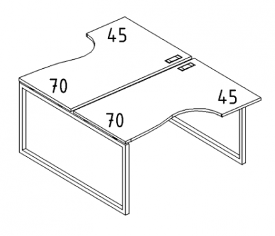 А4 4 183 Рабочая станция со столами эргономичными "Классика" м/к QUATTRO (2х120) 120x184x75