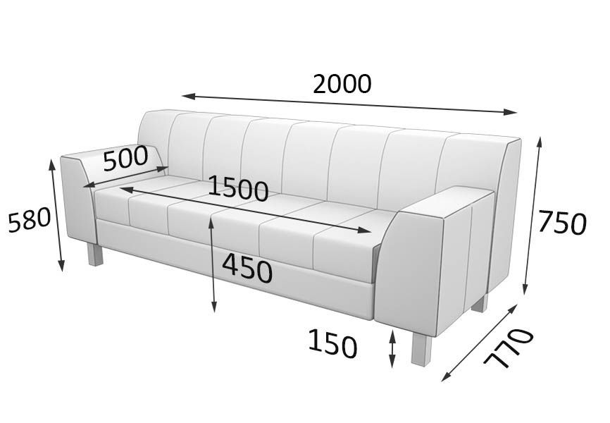 Флагман Диван 3-местный (2020 х 770 х 735)