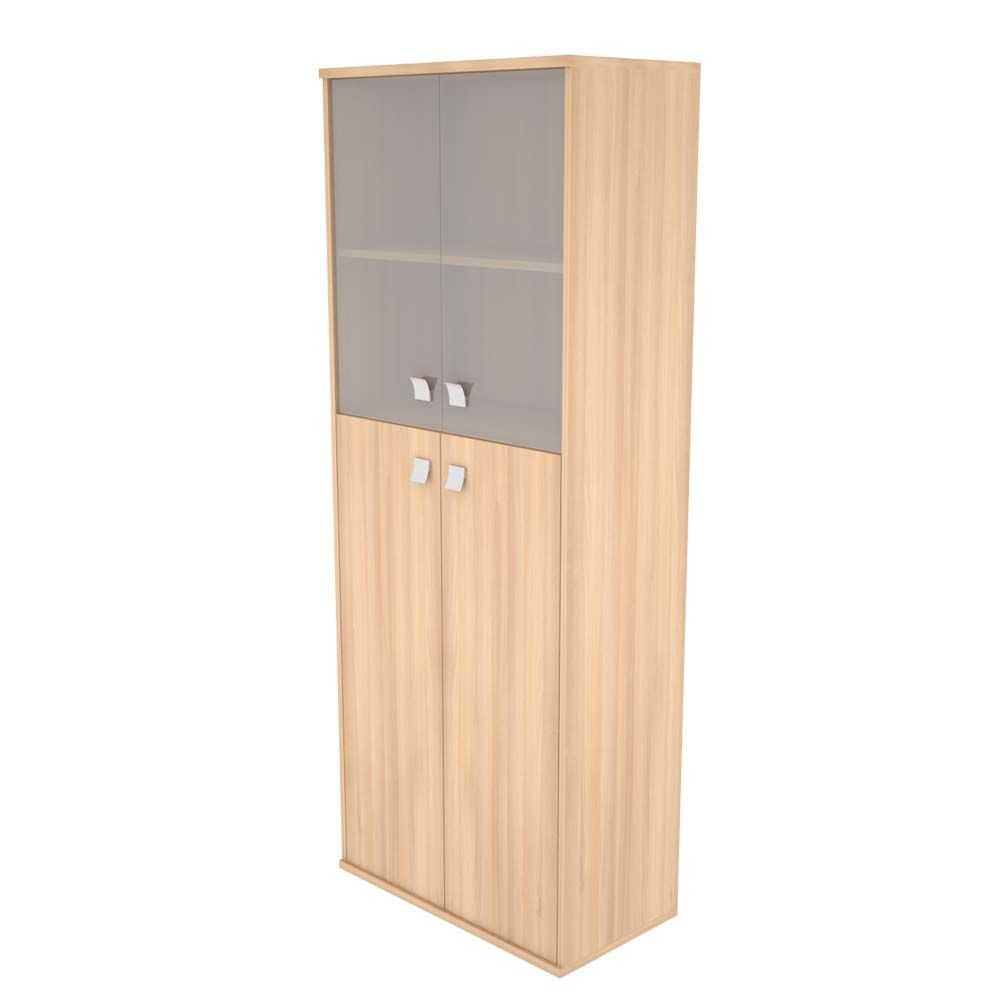 Л.СТ-1.7 Шкаф высокий широкий 2 средние двери ЛДСП, 2 низкие двери стекло (778*410*1975)