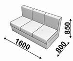 Клерк 3 Диванная секция тройная без подлокотников 1600*800*850 Экокожа