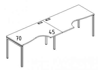 А4 2 045-2 Рабочая станция со столами эргономичными "Классика" на м/к DUE (2х160) 320x90x