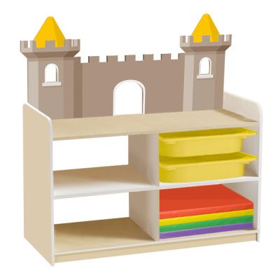 РК Тумба для игрушек и пособий 6 односторонняя на цоколе с 2-мя контейнерами и матами 890х450х1000мм