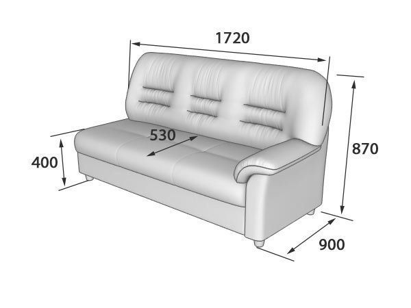Премьер  Диван 3-х местный с левым подлокотником (1730 х 900 х 900)
