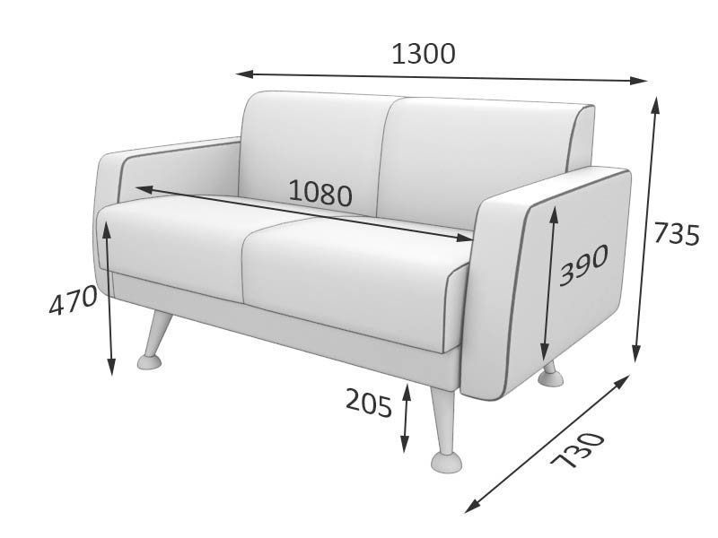 Лион Диван 2-местный  (1300*730*735)