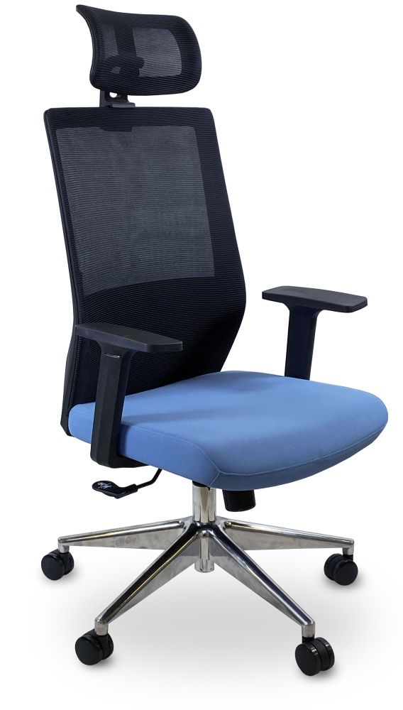 1902A Кресло с подголовником, сетка/ткань, крестовина металл