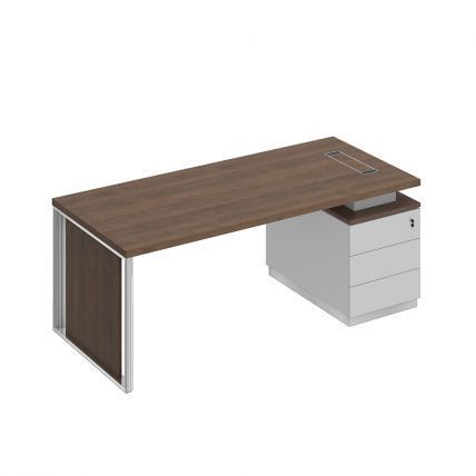 БР110 Bravo Стол руководителя на опорной тумбе (левый/правый) с декоративной вставкой 200x90x75