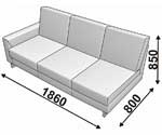 Мидвил Диванная секция тройная с правым подлокотником 1860*800*850 Экокожа 