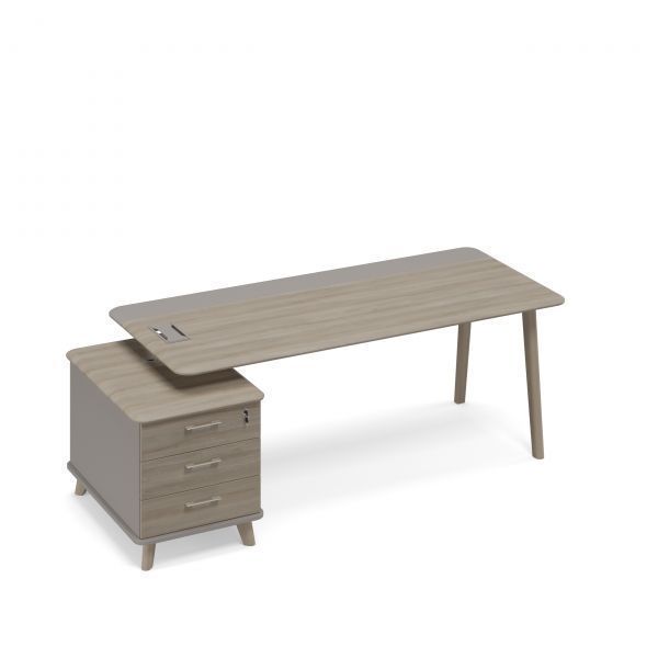 ТМ В2 107 Стол на опорной тумбе малой левый (тип 1) WOOD 225.8x104.2x75.6