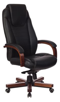 БР T-9923WALNUT Кресло руководителя, кожа/ дерево