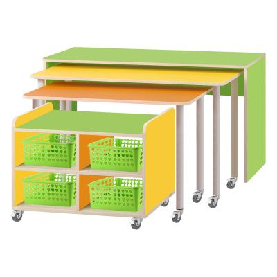 РК611 КОМПЛЕКТ.СТОЛЫ ДЕТСКИЕ НА ПОВОРОТНЫХ КОЛЁСНЫХ ОПОРАХ