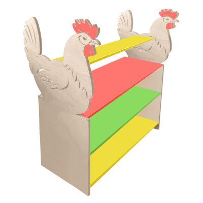 РК Тумба для игрушек и пособий 9 с декором (4 полки) петух 890х600х1200мм