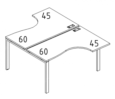 А4 1 180 Рабочая станция со столами эргономичными "Классика" на м/к (120x184x75)