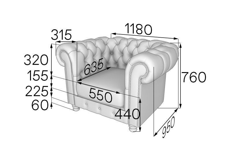 Честер- Люкс Кресло (1180*950*760)