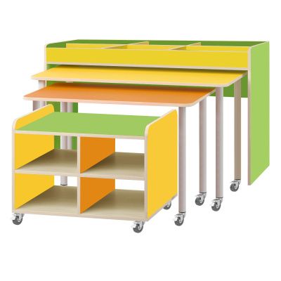 РК648 КОМПЛЕКТ.СТОЛЫ ДЕТСКИЕ НА ПОВОРОТНЫХ КОЛЁСНЫХ ОПОРАХ