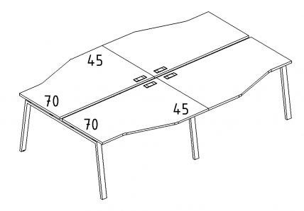 А4 3 191-2 Рабочая станция со столами эргономичными "Техно" м/к TRE (4х160) 320x184x75