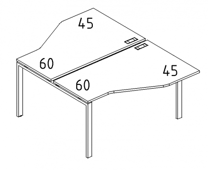 А4 2 187 Рабочая станция со столами эргономичными "Техно"на м/к DUE (2х140) 140x184x75 