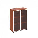 ПТ769 Шкаф для документов средний со стеклянными прозрачными дверьми в рамке (90х46х120)