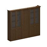 ПС 346 Шкаф высокий комбинированный (2 для документов со стеклянными дверями + узкий для одежды) 269