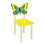 РК122 Стул детский на м/к регулируемый Бабочка жёлтый-синий