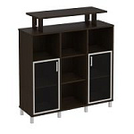 801-524 Стеллаж средний с надстройкой и стеклянными дверками (142.7х45х153.1)