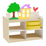 РК Тумба для игрушек и пособий 5 двусторонняя на цоколе с 4-мя контейнерами  890х600х1000мм