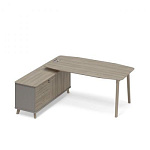 ТМ В2 110 Стол правый на тумбе тип 2 WOOD для руководителя 196.4x164.2x75.6