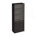 KST1.2 Шкаф высокий широкий(2 низкие двери ЛДСП, 2 низкие двери стекло)(800х430х2060)