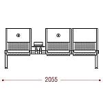 КФ Вояж БП PU  трехместная секция 205,5х84х75 см