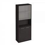 KST1.4R Шкаф высокий широкий(2 низкие двери ЛДСП, 2 низкие двери стекло в раме)(800х430х2060)