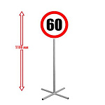 РК НАПОЛЬНЫЙ ДОРОЖНЫЙ ЗНАК "ОГРАНИЧЕНИЕ СКОРОСТИ 60" 250х250х1100