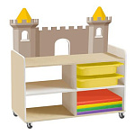 РК Тумба для игрушек и пособий 6 односторон. на колесах с 2-мя контейнерами и матами 890х450х1000мм