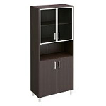 Born430-823-1 шкаф для документов, двери стеклянные в рамке+дсп с замком+ниша (90.2х45х207.4)
